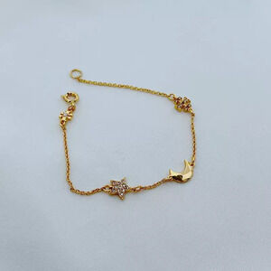 Tory Burch Trendy Star Moon Square Tag Diamond Multi Charm Bracelet